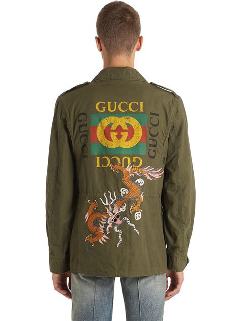 gucci green army jacket|Gucci monogram jacket men.